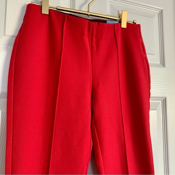 💋 EXPRESS Lipstick Red Pintuck Stretch Mid-rise Leggings Skinny Pants - Picture 2 of 12